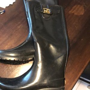 Sperry top sider black glossy rain boot